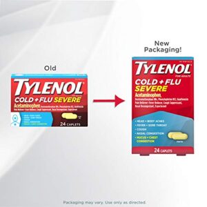 Tylenol Cold + Flu Severe Medicine Caplets for Cold, Flu, Fever, Cough & Congestion Relief, 24 ct