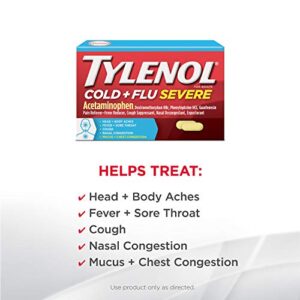 Tylenol Cold + Flu Severe Medicine Caplets for Cold, Flu, Fever, Cough & Congestion Relief, 24 ct