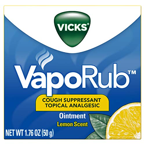 Vicks VapoRub, Lemon Scent, Cough Suppressant, Topical Chest Rub & Analgesic Ointment, Medicated Vicks Vapors, Relief from Cough Due to Cold, Aches & Pains, 1.76oz