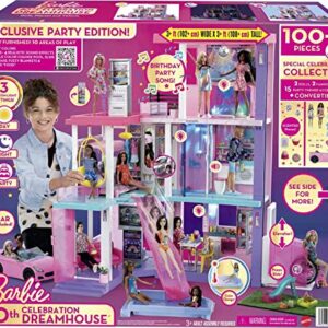 Barbie 60th Celebration DreamHouse Playset (3.75 ft) with 2 Exclusive Dolls, Car, Pool, Slide, Elevator, Lights & Sounds, 100+ Pieces, 3 Year Olds & Up