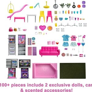 Barbie 60th Celebration DreamHouse Playset (3.75 ft) with 2 Exclusive Dolls, Car, Pool, Slide, Elevator, Lights & Sounds, 100+ Pieces, 3 Year Olds & Up