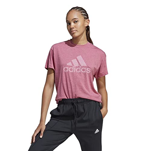 adidas Women's Future Icon Winners 3.0 T-Shirt, Pink Strata Melange/White, Large