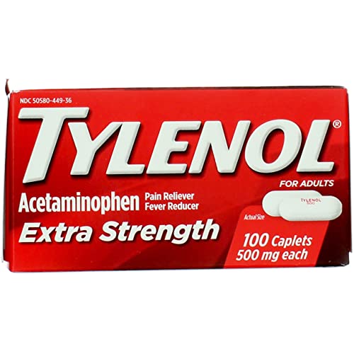 Tylenol Extra Strength Acetaminophen Pain Reliever Fever Reducer 100 caplets (Pack of 6)