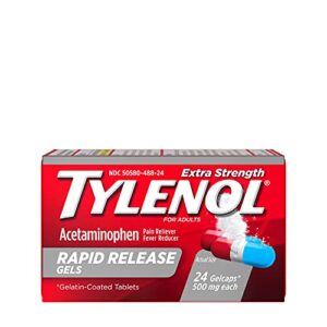 tylenol extra strength rapid release gelcaps – 24 ct, pack of 3