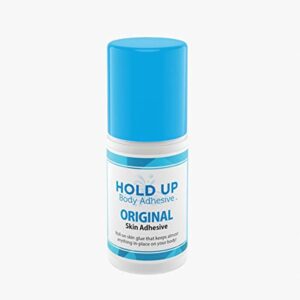 hold up body adhesive original – roll on skin adhesive for compression stockings, socks, clothing, costume, fashion, dance – hypoallergenic & skin-friendly formula, safe for daily use – 2 oz. bottle