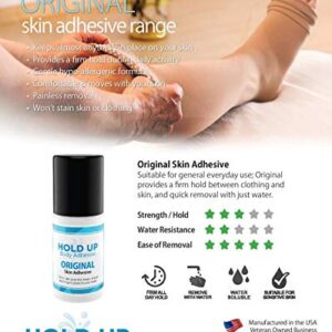 Hold Up Body Adhesive Original - Roll On Skin Adhesive for Compression Stockings, Socks, Clothing, Costume, Fashion, Dance - Hypoallergenic & Skin-Friendly Formula, Safe for Daily Use - 2 oz. Bottle