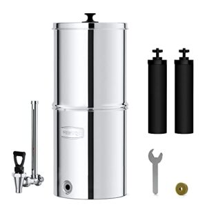 waterdrop gravity-fed water filter system, nsf/ansi 372 certification, 2.25g stainless-steel filter system with 2 filters and metal spigot, reduces up to 99% of chlorine-king tank series, wd-tk