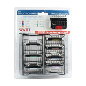 wahl stainless steel comb attachments, combs for standard max 45, durable plastic combs, colour coded tabs, set of 8, easy organisation, clipper guide combs, additional cutting lengths