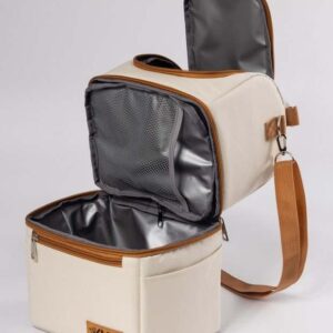 Insulated Baby Bottle Bag, Multi-Function Breastmilk Cooler Bag & Lunch Bag, Wine Carrier or for Milk Bottles Like Dr. Brown, Comotomo, Philips, Nuk, Lansinoh, etc., Cream/Brown (KMB0001)