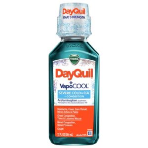 dayquil severe + vicks vapocool daytime cough, cold & flu relief liquid, 12 fl oz