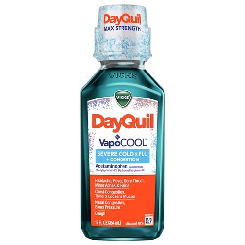 DayQuil Severe + Vicks VapoCOOL Daytime Cough, Cold & Flu Relief Liquid, 12 fl oz