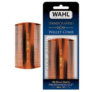 wahl beard & mustache wallet comb for men’s grooming – handcrafted & hand cut with cellulose acetate – smooth, rounded tapered teeth – model 3327