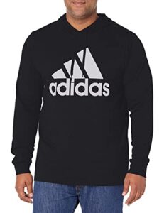 adidas men’s essentials logo hoodie, black/white, medium
