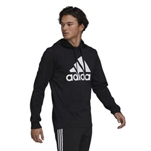 adidas Men's Essentials Logo Hoodie, Black/White, Medium