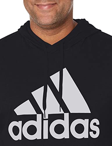 adidas Men's Essentials Logo Hoodie, Black/White, Medium