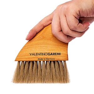 Valentino Garemi Sand Beach Cleaning Brush – Body Skin Feet Sand Remove Eliminate – Easy Beach Bag Clip – Genuine Soft Horse Hair, Shark Fin Design – Made in Germany