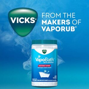 Vicks VapoBath, Bath Salts, Bath Bomb, Non-Medicated Bath Crystals, Comforting Vicks Vapors, Vapor Bath, Aromatherapy with Eucalyptus and Menthol Scent, Contains Essential Oils, 15 OZ