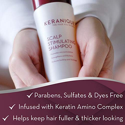Keranique Scalp Stimulating Keratin for Thinning Hair, Hair Regrowth Amino Complex Shampoo Volumizing, 8 Fl Oz
