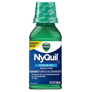 vicks nyquil cold & flu nighttime relief, original liquid 8 fl oz (pack of 12)