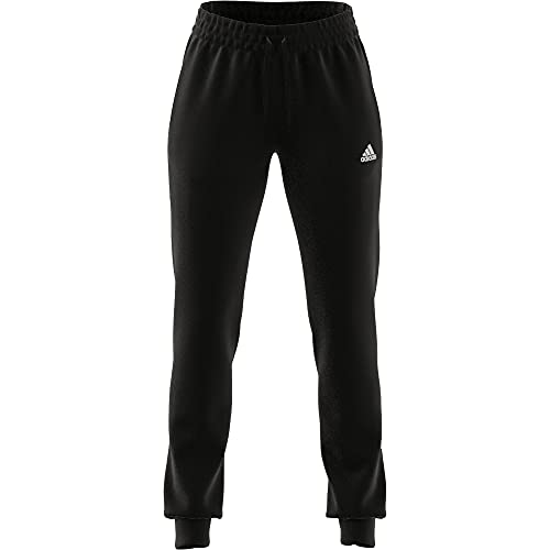 adidas Women's Standard Essentials French Terry Logo Pants, Black/White, Medium