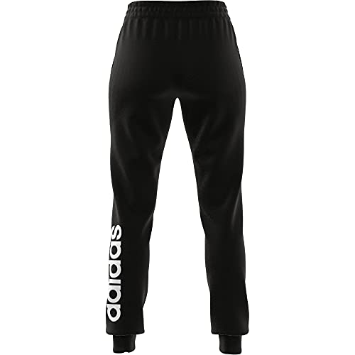 adidas Women's Standard Essentials French Terry Logo Pants, Black/White, Medium