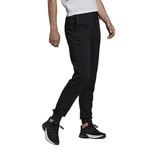 adidas Women's Standard Essentials French Terry Logo Pants, Black/White, Medium