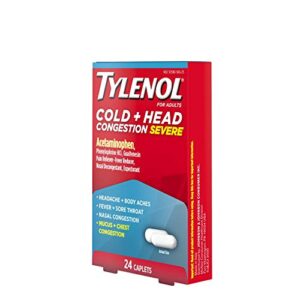 Tylenol Cold + Head Congestion Severe Medicine Caplets for Fever, Pain & Congestion Relief, 24 ct.