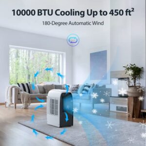 Portable Air Conditioner, NABAIDUN 2022 10000 BTU Portable AC Unit Cools Up to 350 Sq.ft, With Dehumidification, 3 Fan Speeds And Sleep Mode, Includes Washable Filter & Remote Control & Window Kits