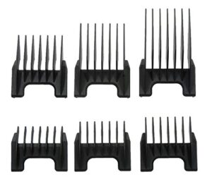 wahl professional animal 5-in-1 clipper attachment guide comb grooming set arco, bravura, figura, chromado, and motion pet, dog, cat, and horse clippers (#41881-7270), black