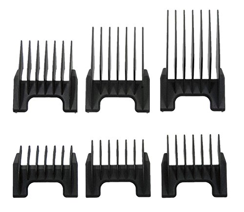 WAHL Professional Animal 5-in-1 Clipper Attachment Guide Comb Grooming Set Arco, Bravura, Figura, Chromado, and Motion Pet, Dog, Cat, and Horse Clippers (#41881-7270), Black