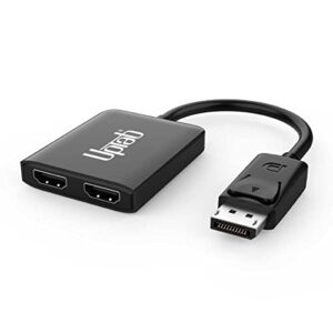 uptab displayport to dual hdmi 4k 60hz adapter multi monitor splitter, converter multi-stream transport (mst) hub, dp to 2x hdmi 2.0 (displayport to dual hdmi)