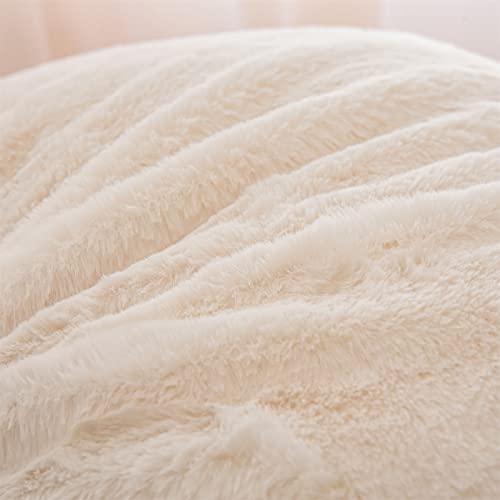 A Nice Night Faux Fur Reading Pillow Bed Wedge Large Adult Children Backrest with Arms Back Support for Sitting Up in Bed/Couch for Bedrest,Ivory