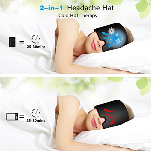 Briyard Migraine Relief Cap (400FF), Headache Relief Hat for Migraine Ice Head Wrap, Ice Pack for Headaches, Migrane Pain Relief Mask +Migraine Relaxation Clip
