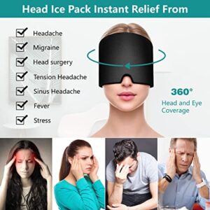 Briyard Migraine Relief Cap (400FF), Headache Relief Hat for Migraine Ice Head Wrap, Ice Pack for Headaches, Migrane Pain Relief Mask +Migraine Relaxation Clip