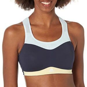 adidas women’s tlrd impact training high support bra, ink/almost blue/almost yellow/white, xx-small d