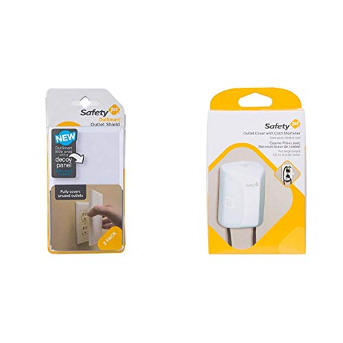 Safety 1st OutSmart Outlet Shield with Safety 1st Outlet Cover with Cord Shortener for Baby Proofing