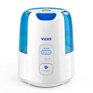 vicks dual comfort – cool + warm mist humidifier (vwc775) – warm and cool mist humidifier with fusion mist technology and heated medicine cup, for year-round use in large rooms