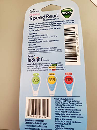 Vicks Pediatric SpeedRead Digital Thermometer V912BBUS, 1 Pack