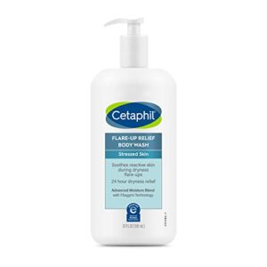 cetaphil body wash, new flare-up relief body wash with colloidal oatmeal to help soothe and condition ultra-dry, stressed, sensitive skin, 20 oz