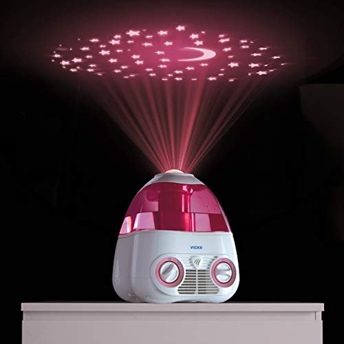 Vicks Starry Night Cool Moisture Humidifier with Projector & VapoPad Scent Pad Heater, Pink