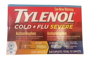 tylenol cold and flu severe day and night – 3 pack (total 72 caplets)