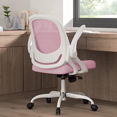 Home Office Chair Work Desk Chair Comfort Ergonomic Swivel Computer Chair, Breathable Mesh Desk Chair, Lumbar Support Task Chair with Wheels and Flip-up Arms and Adjustable Height