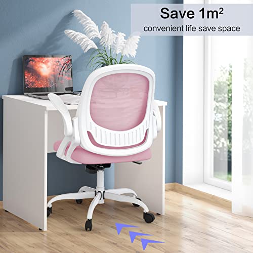 Home Office Chair Work Desk Chair Comfort Ergonomic Swivel Computer Chair, Breathable Mesh Desk Chair, Lumbar Support Task Chair with Wheels and Flip-up Arms and Adjustable Height