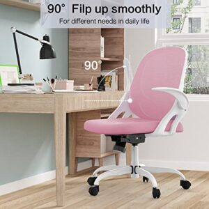 Home Office Chair Work Desk Chair Comfort Ergonomic Swivel Computer Chair, Breathable Mesh Desk Chair, Lumbar Support Task Chair with Wheels and Flip-up Arms and Adjustable Height