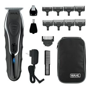 wahl aqua blade rechargeable wet/dry lithium ion deluxe trimming kit with 3 interchangeable heads for detailing, & grooming beards, mustaches, stubble, ear, nose, & body – model 9899-100