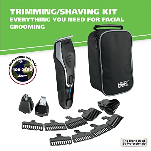 Wahl Aqua Blade Rechargeable Wet/Dry Lithium Ion Deluxe Trimming Kit with 3 Interchangeable Heads for Detailing, & Grooming Beards, Mustaches, Stubble, Ear, Nose, & Body – Model 9899-100