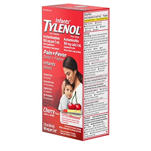 Infants' Tylenol Acetaminophen Liquid Medicine, Cherry, 2 fl. oz (Pack of 6)