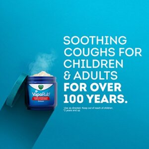 Vicks VapoRub Cough Suppressant Chest and Throat Topical Analgesic Ointment, Eucalyptus and Menthol Vapor, 3.53 Ounce