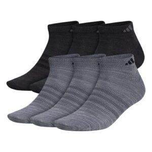 adidas men’s superlite low cut socks (6-pair), onix grey/grey/black, large