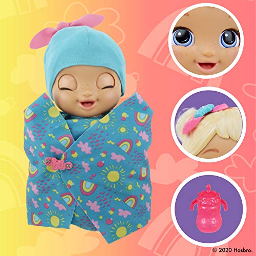 Baby Alive Baby Grows Up (Happy) - Happy Hope or Merry Meadow, Growing and Talking Baby Doll, Toy with 1 Surprise Doll and 8 Accessories , Blue